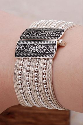 دستبند نقره زنانه 925 عیار Sümer Telkari - کد 33046336