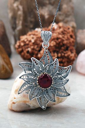 گردنبند نقره زرشکی زنانه 925 عیار Sümer Telkari - کد 6968508