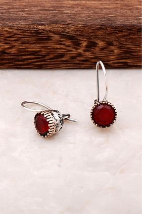 گوشواره نقره زرشکی زنانه 925 عیار Sümer Telkari - کد 4785936