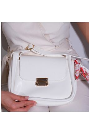 کیف دوشی سفید زنانه چرم مصنوعی Butik - کد 852576449