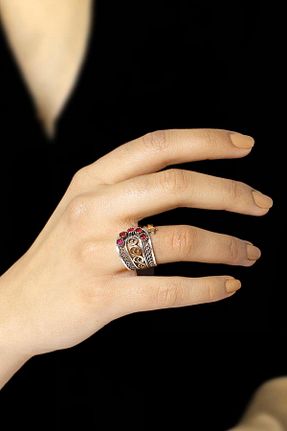 انگشتر نقره زنانه یاقوت Sümer Telkari - کد 32456781