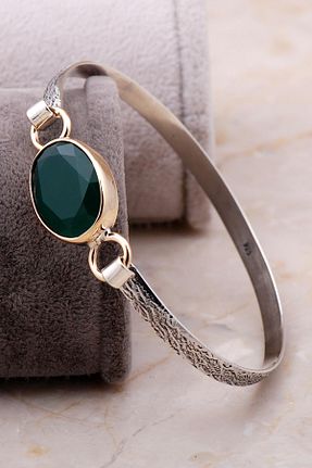 دستبند نقره سبز زنانه 925 عیار Sümer Telkari - کد 176518185
