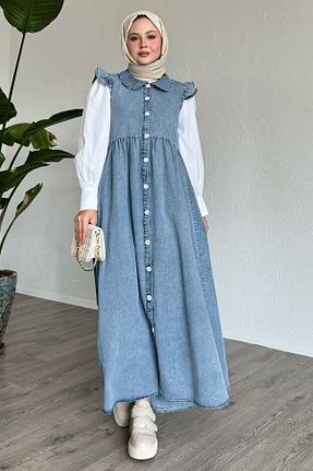 لباس حجاب آبی زنانه رگولار InStyle - کد 871681531