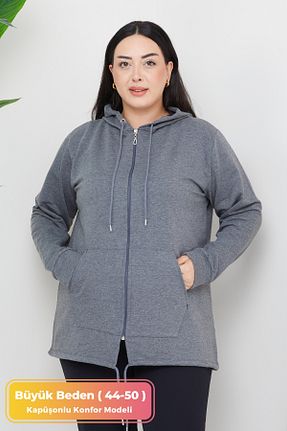 سوئیشرت سایز بزرگ طوسی زنانه سایز بزرگ tarzımsüper - کد 770381912