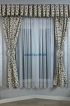 پرده زمینه قهوه ای کتان GLOMAR - کد 872030991