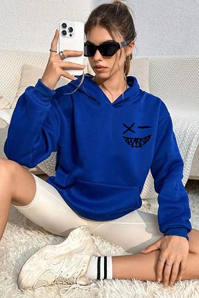 سوئیشرت سرمه ای زنانه چاپی halowear - کد 871771837