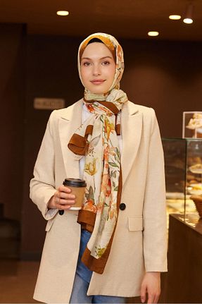 شال قهوه ای زنانه ویسکون Şalland - کد 825900144