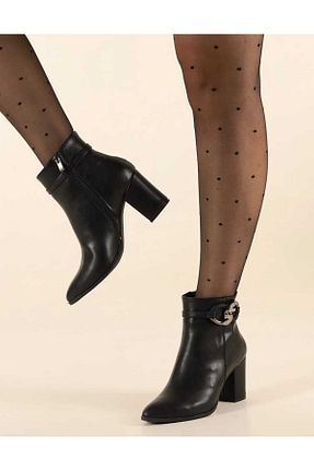 بوت / نیم بوت مشکی زنانه چرم مصنوعی MyLina Shoes - کد 871772030