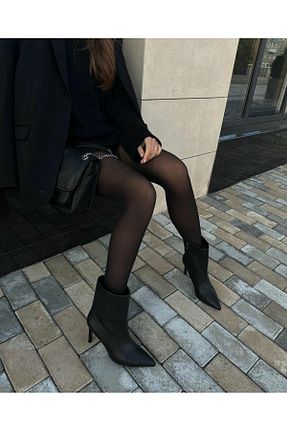 بوت / نیم بوت مشکی زنانه چرم لاکی FUNDA AKIN - کد 871779317