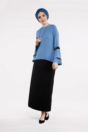 بلوز حجاب سرمه ای زنانه Straight TRENDTESETTÜR - کد 59125394