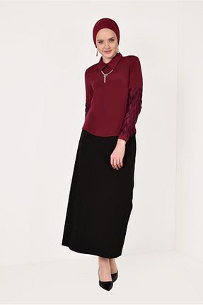 بلوز حجاب زرشکی زنانه Straight TRENDTESETTÜR - کد 58713465