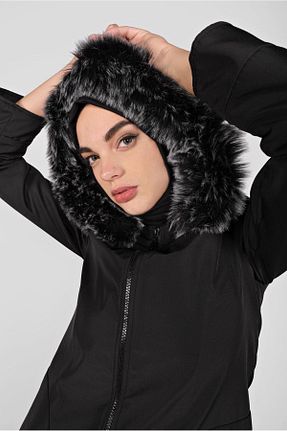 پالتو پشمی حجاب مشکی زنانه رگولار TRENDTESETTÜR - کد 58644762