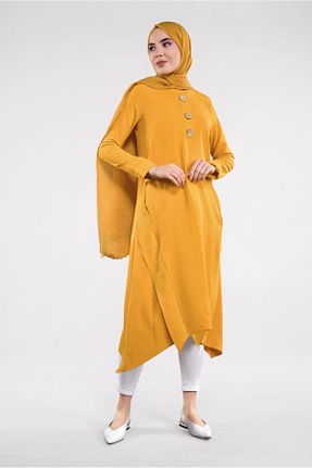 تونیک حجاب زرد زنانه پنبه ای TRENDTESETTÜR - کد 58717060