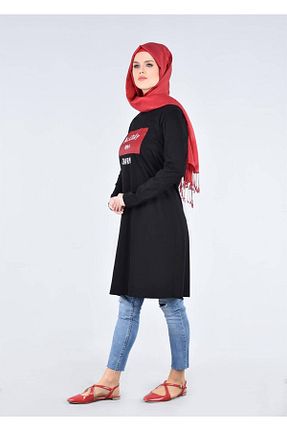 تونیک حجاب مشکی زنانه مخلوط پلی استر TRENDTESETTÜR - کد 59078629