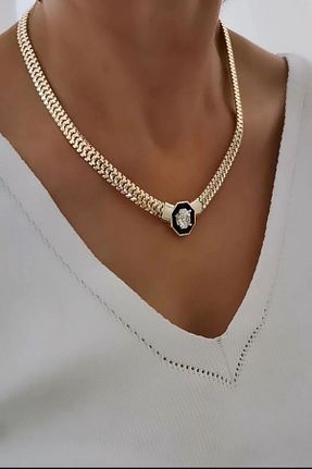 گردنبند استیل ( فولاد ) طلائی زنانه استیل (فولاد) DEMOKAN - کد 840108397