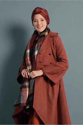 پالتو پشمی حجاب نارنجی زنانه رگولار TRENDTESETTÜR - کد 55406677