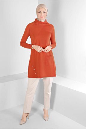تونیک حجاب نارنجی زنانه مخلوط پلی استر Alvina - کد 794074637