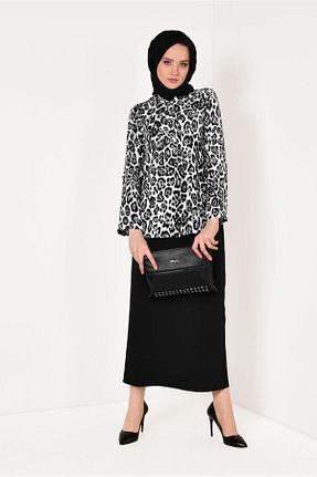 بلوز حجاب طوسی زنانه Straight TRENDTESETTÜR - کد 58707692