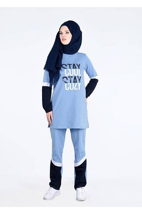 ست گرمکن حجاب آبی زنانه اورسایز TRENDTESETTÜR - کد 86181476
