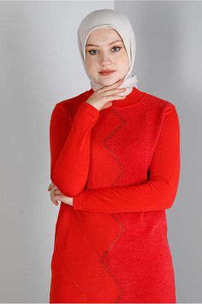 تونیک حجاب قرمز زنانه تریکو Alvina - کد 794073088