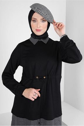 تونیک حجاب مشکی زنانه مخلوط پلی استر Alvina - کد 797559273