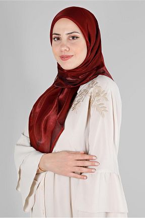روسری زرشکی پلی استر Alvina - کد 801113932