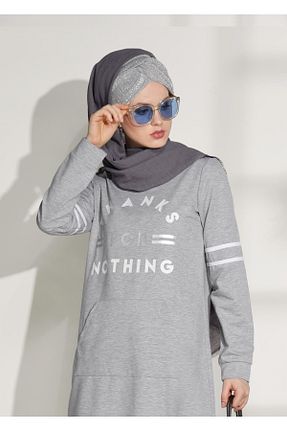 ست گرمکن حجاب طوسی زنانه اورسایز TRENDTESETTÜR - کد 86182091