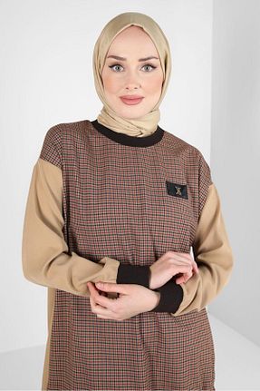 تونیک حجاب قهوه ای زنانه مخلوط پلی استر Alvina - کد 791736919