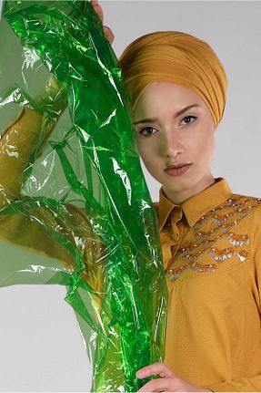 تونیک حجاب زرد زنانه ویسکون TRENDTESETTÜR - کد 86585795