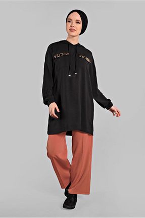 تونیک حجاب مشکی زنانه مخلوط پلی استر TRENDTESETTÜR - کد 86184715