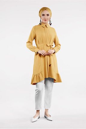 تونیک حجاب زرد زنانه مخلوط پلی استر TRENDTESETTÜR - کد 86184607