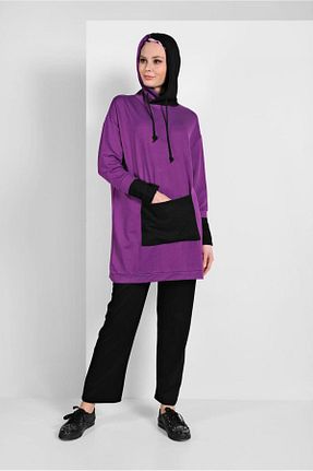 ست گرمکن حجاب بنفش زنانه اورسایز TRENDTESETTÜR - کد 86187409