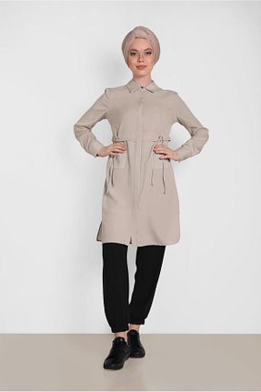 تونیک حجاب بژ زنانه ویسکون TRENDTESETTÜR - کد 97170295