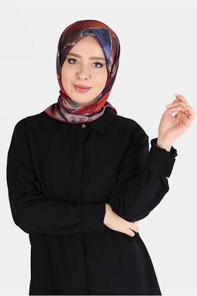 روسری زرشکی پلی استر Alvina - کد 803519088