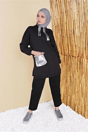 تونیک حجاب مشکی زنانه پنبه ای TRENDTESETTÜR - کد 92475206
