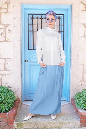 بلوز حجاب سفید زنانه Straight TRENDTESETTÜR - کد 98307742