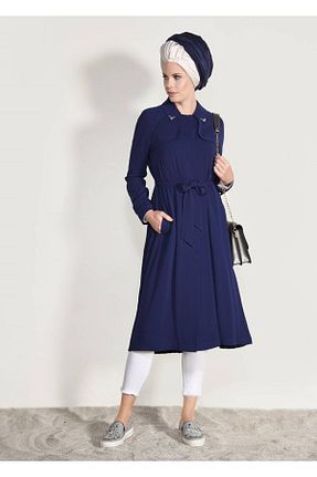 ترنچکت حجاب سرمه ای زنانه مخلوط ویسکون TRENDTESETTÜR - کد 94523753
