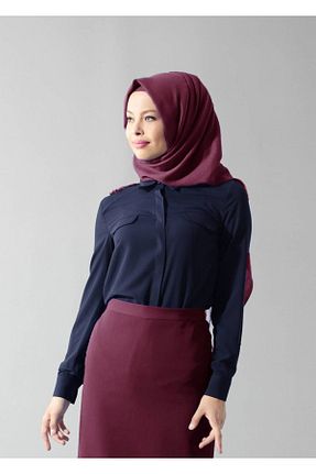 بلوز حجاب سرمه ای زنانه Straight TRENDTESETTÜR - کد 98307180