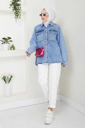پیراهن حجاب آبی زنانه اورسایز Pamuk Butik - کد 871944286