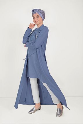 مانتو بلند حجاب آبی زنانه TRENDTESETTÜR - کد 100089823
