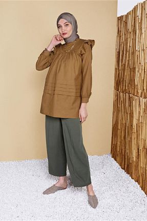 تونیک حجاب زرد زنانه پنبه پلی استر TRENDTESETTÜR - کد 95390046