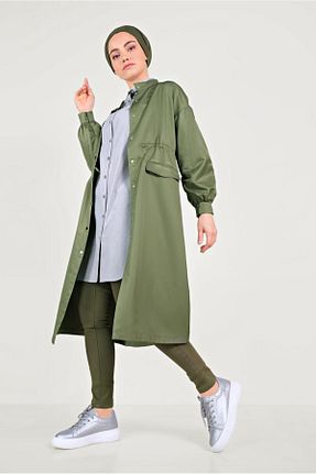 ترنچکت حجاب خاکی زنانه مخلوط ویسکون TRENDTESETTÜR - کد 100089576