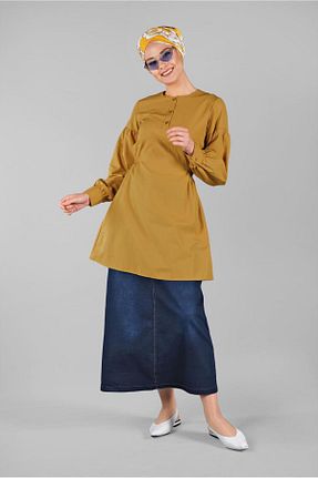 تونیک حجاب زرد زنانه پنبه پلی استر TRENDTESETTÜR - کد 96977136