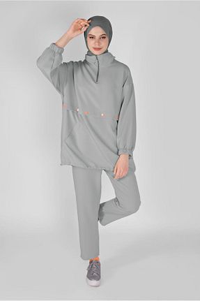 ست بالاتنه و پائین تنه حجاب طوسی زنانه رگولار TRENDTESETTÜR - کد 99765079