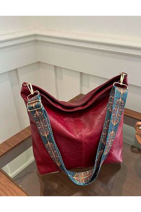 کیف دوشی زرشکی زنانه چرم مصنوعی İAMBTŞY - کد 871955065