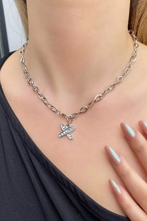 گردنبند استیل ( فولاد ) طوسی زنانه استیل (فولاد) Saint Charmes - کد 871954468