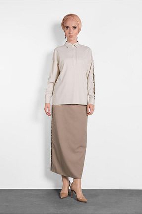 بلوز حجاب بژ زنانه Straight TRENDTESETTÜR - کد 184069003