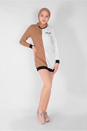 تونیک حجاب قهوه ای زنانه پنبه ای TRENDTESETTÜR - کد 123290932