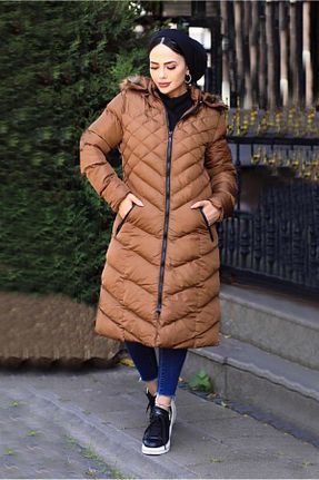کاپشن حجاب قهوه ای زنانه پلی استر TRENDTESETTÜR - کد 215326002