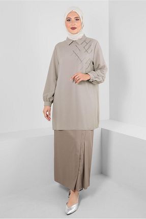دامن حجاب قهوه ای زنانه رگولار Alvina - کد 802434430